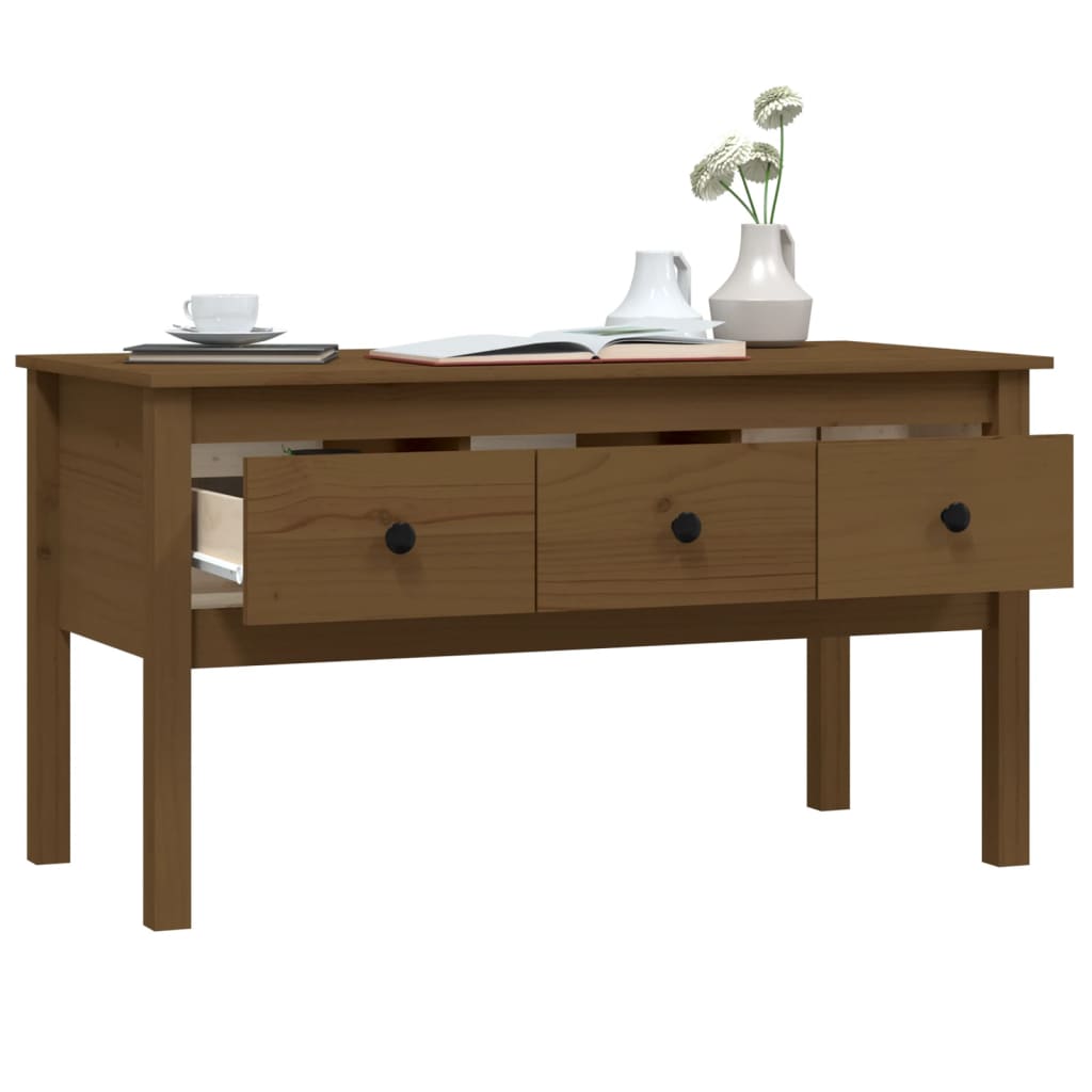 Coffee table, honey brown, 102x49x55 cm, solid pine wood