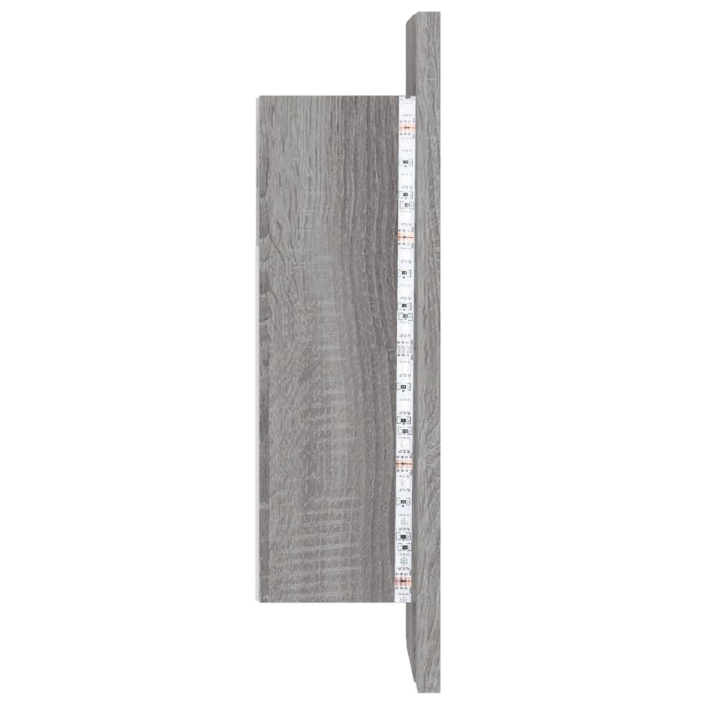 Dulap cu oglindă cu LED de baie, gri sonoma, 40x12x45 cm, lemn