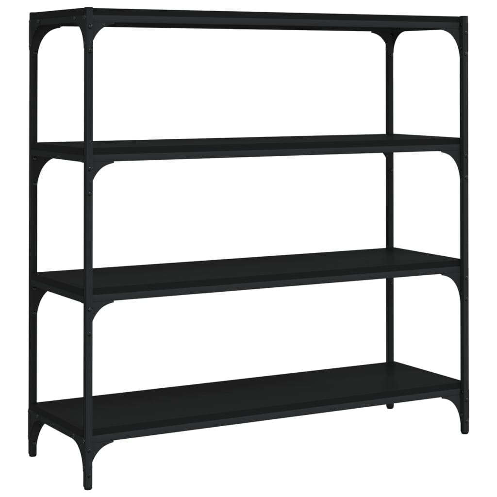 Bookcase, black, 100x33x100 cm, processed wood and steel