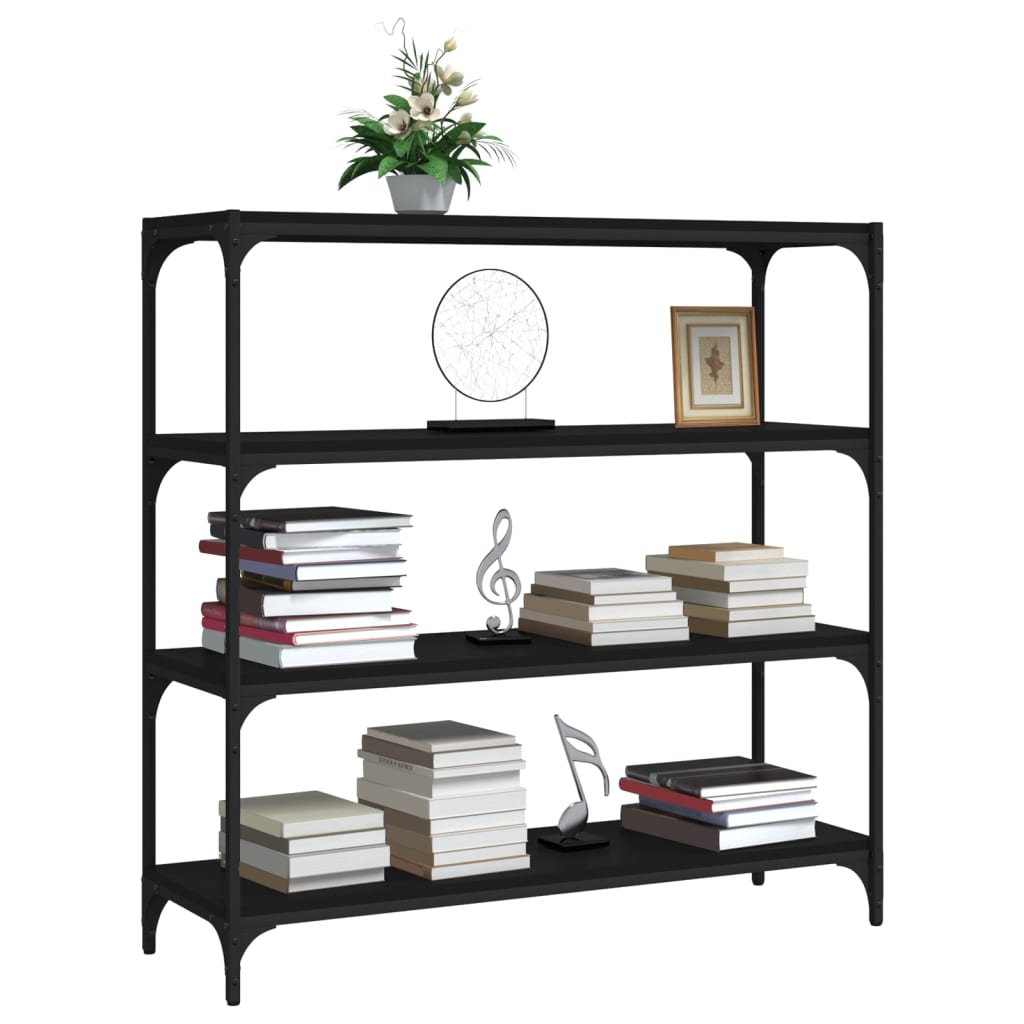 Bookcase, black, 100x33x100 cm, processed wood and steel