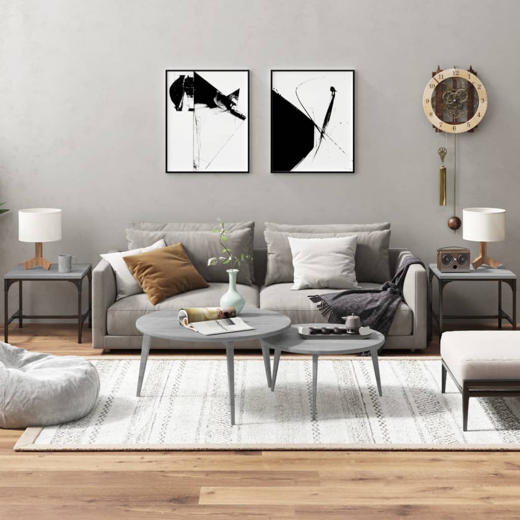 Side tables 2 pcs. sonoma gray 40x40x35 cm processed wood