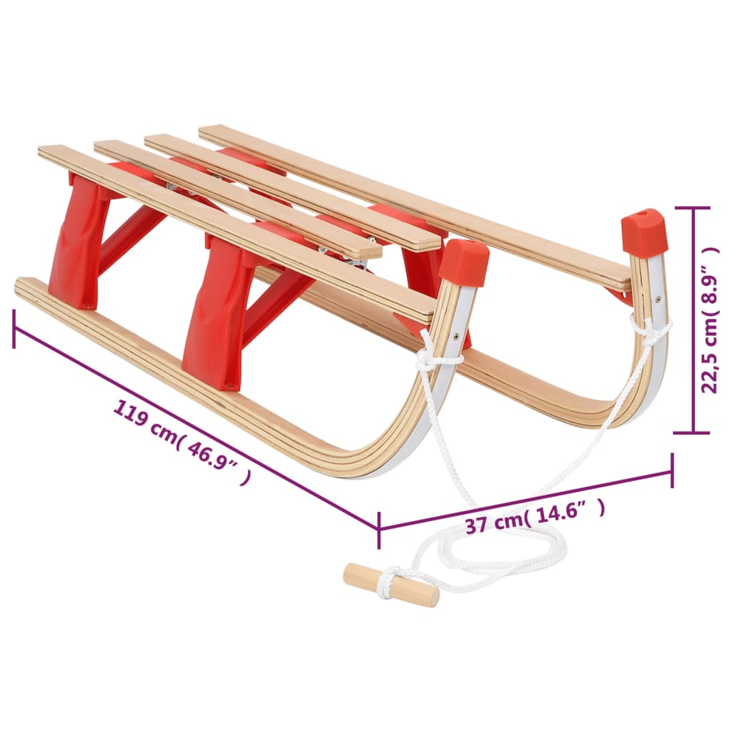Folding sled, 110 cm, wood