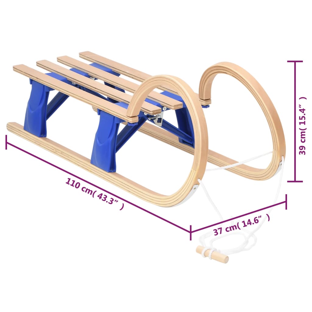 Folding sled, 110 cm, plywood