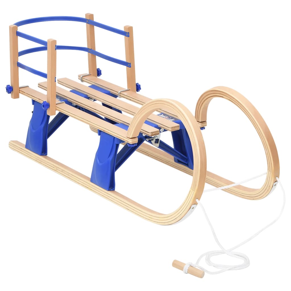 Folding sled with backrest, 110 cm, plywood