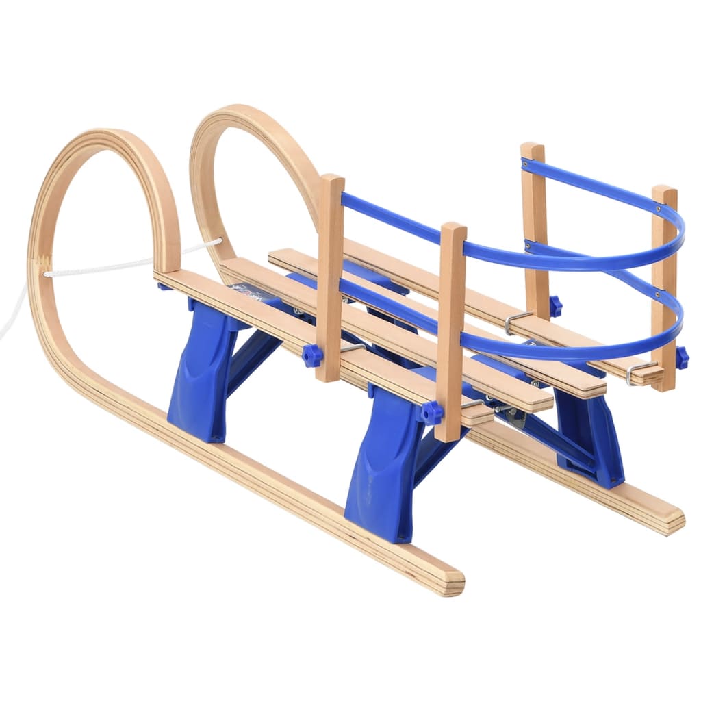 Folding sled with backrest, 110 cm, plywood