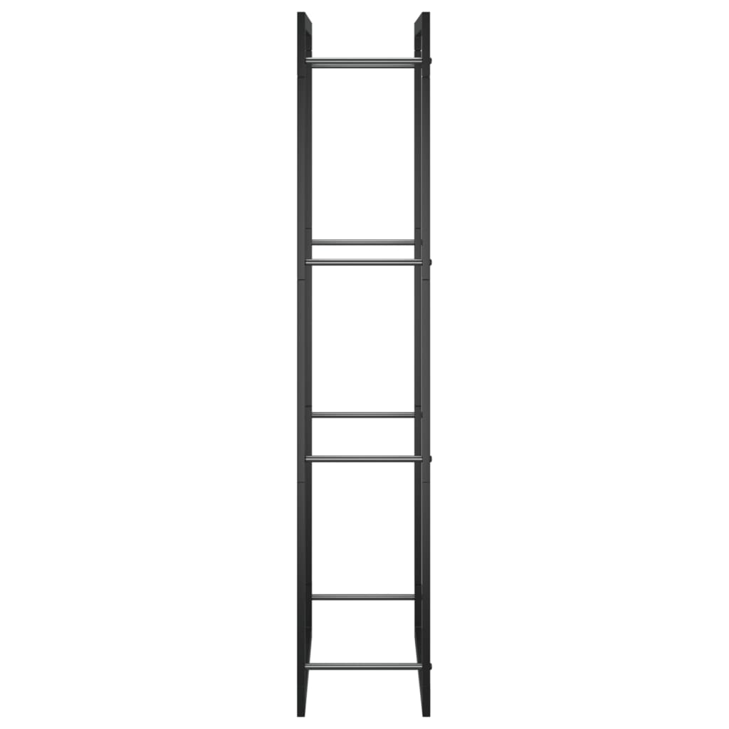 Rastel pentru lemne de foc, negru mat, 50x28x132 cm, oțel