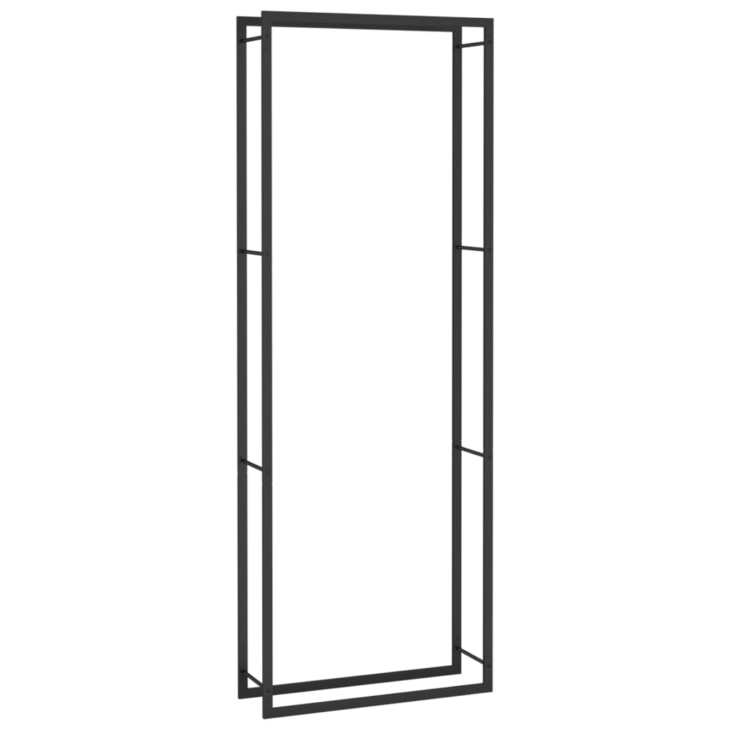 Suport pentru lemne de foc, negru mat, 80x28x222 cm, oțel