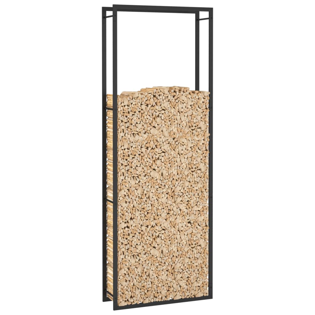 Suport pentru lemne de foc, negru mat, 80x28x222 cm, oțel