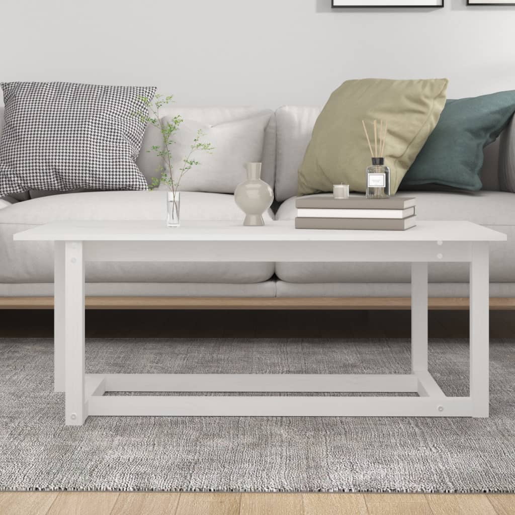 Coffee table, white, 110x55x45 cm, solid pine wood