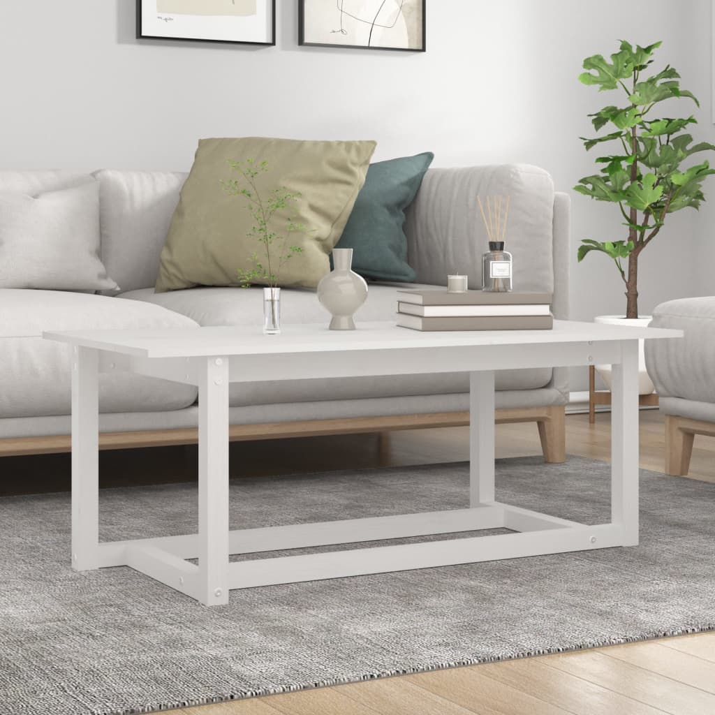 Coffee table, white, 110x55x45 cm, solid pine wood