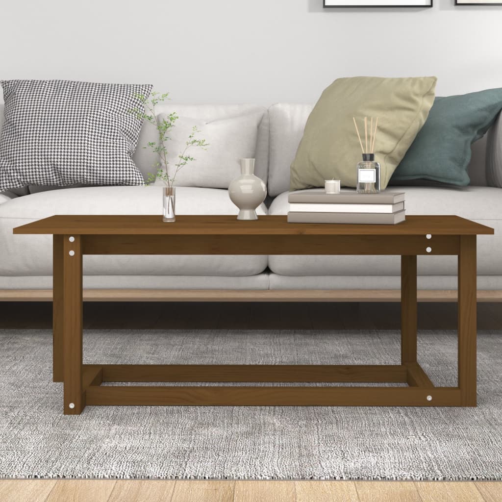 Măsuță de cafea, maro miere, 110x55x45 cm, lemn masiv de pin