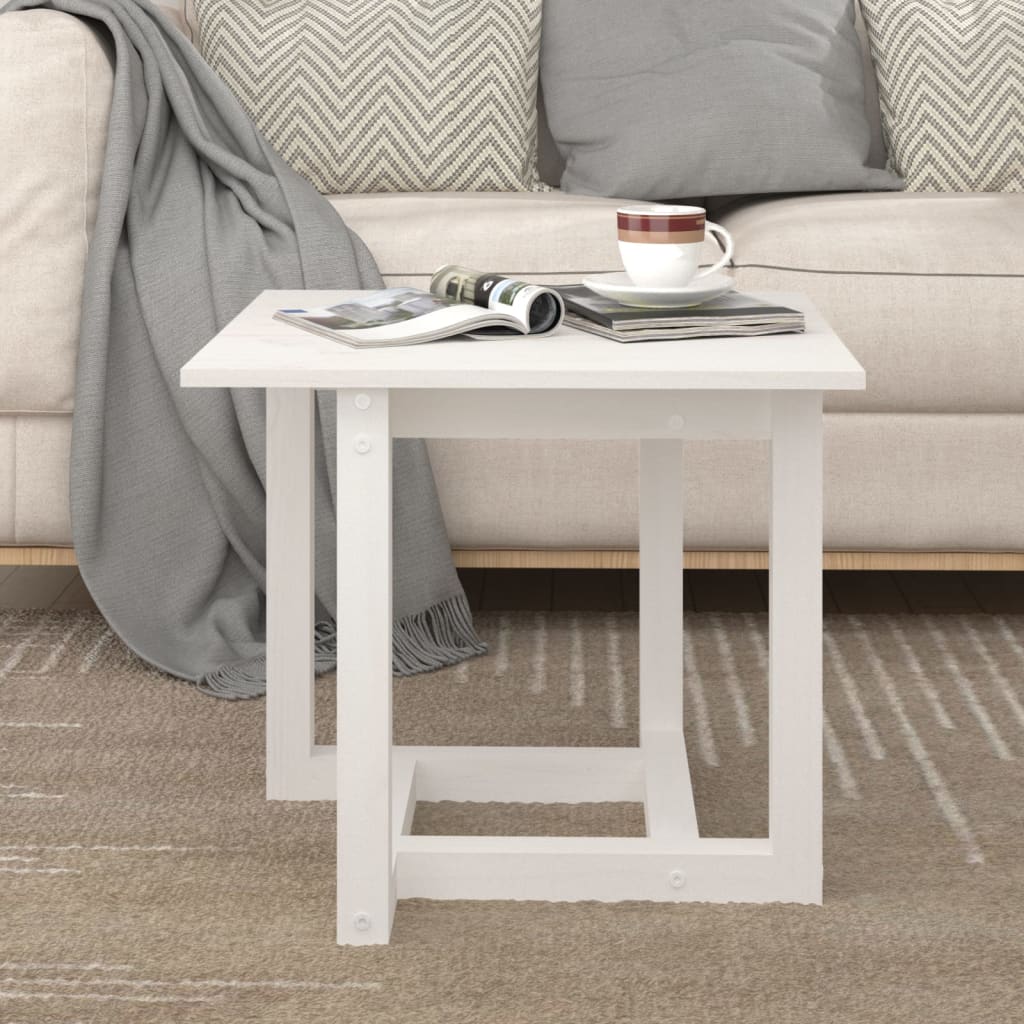 Coffee table, white, 50x50x45 cm, solid pine wood