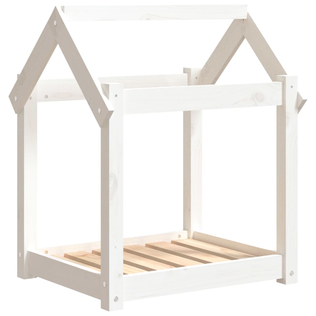 Dog bed, white, 61x50x70 cm, solid pine wood
