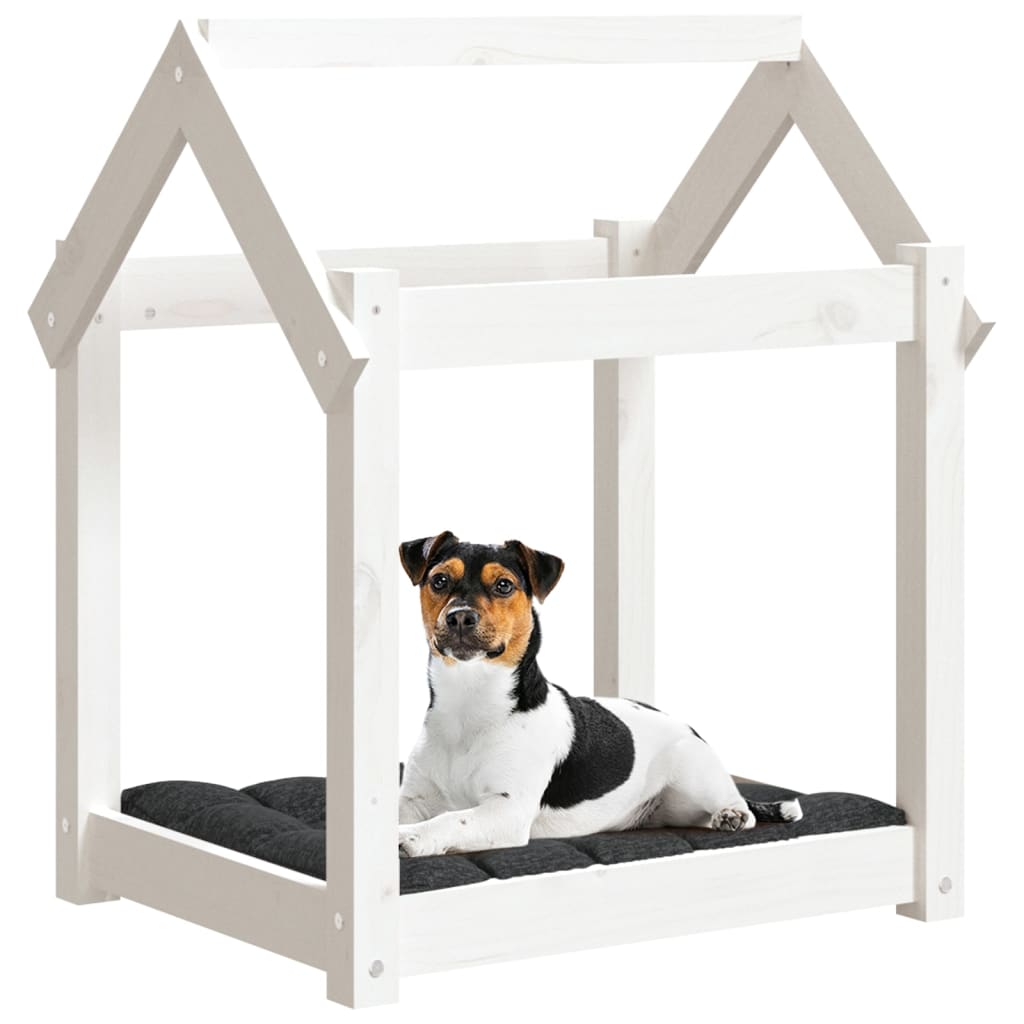 Dog bed, white, 61x50x70 cm, solid pine wood