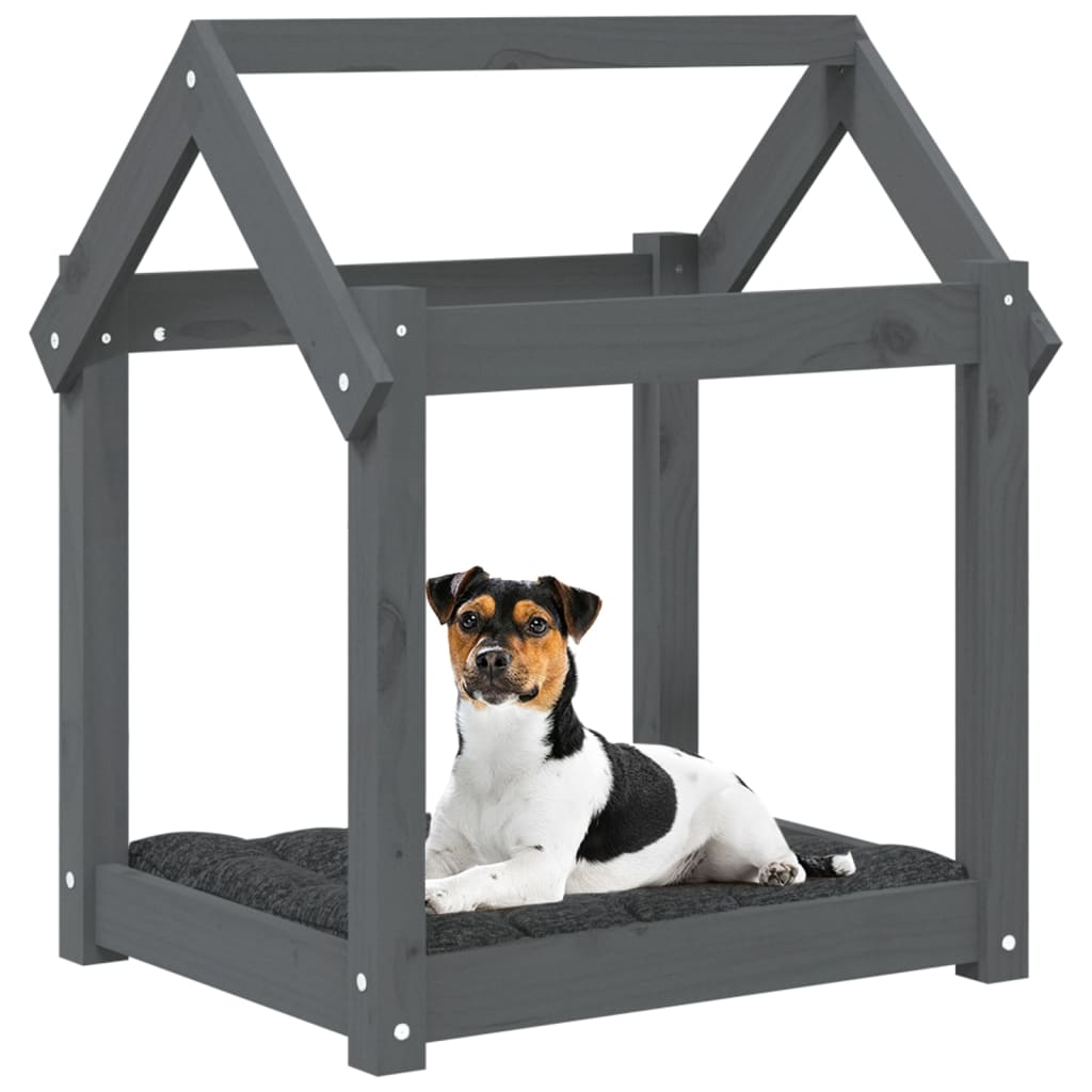 Dog bed, gray, 61x50x70 cm, solid pine wood