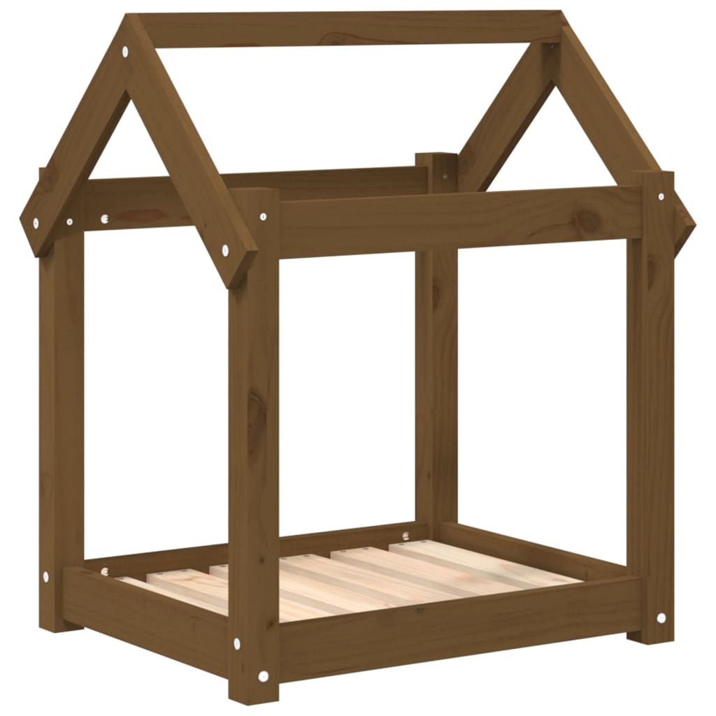 Dog bed, honey brown, 61x50x70 cm, solid pine wood