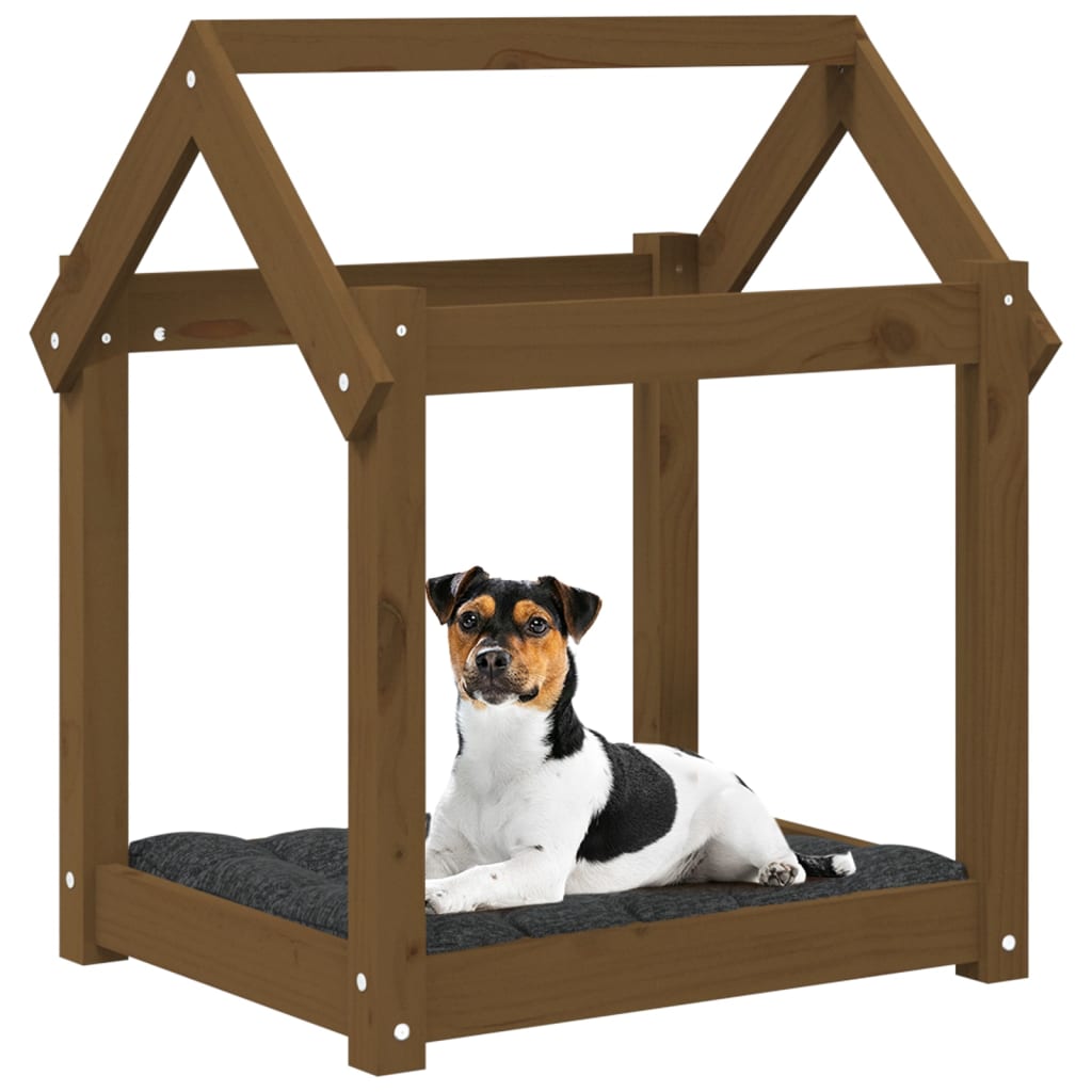 Dog bed, honey brown, 61x50x70 cm, solid pine wood