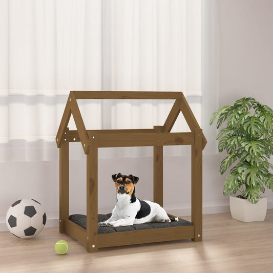 Dog bed, honey brown, 61x50x70 cm, solid pine wood