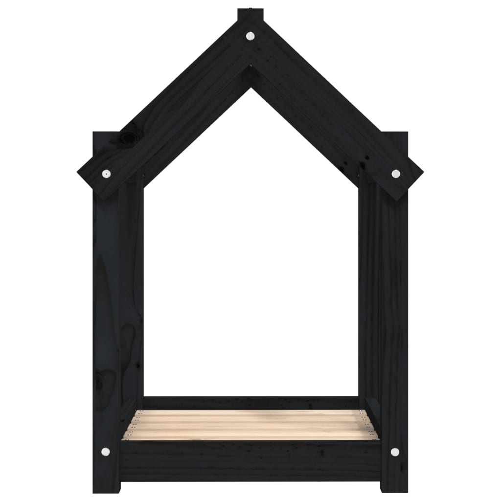 Dog bed, black, 61x50x70 cm, solid pine wood