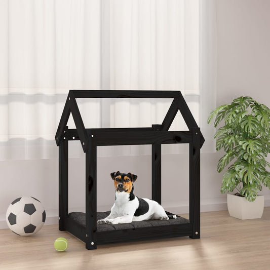 Dog bed, black, 61x50x70 cm, solid pine wood