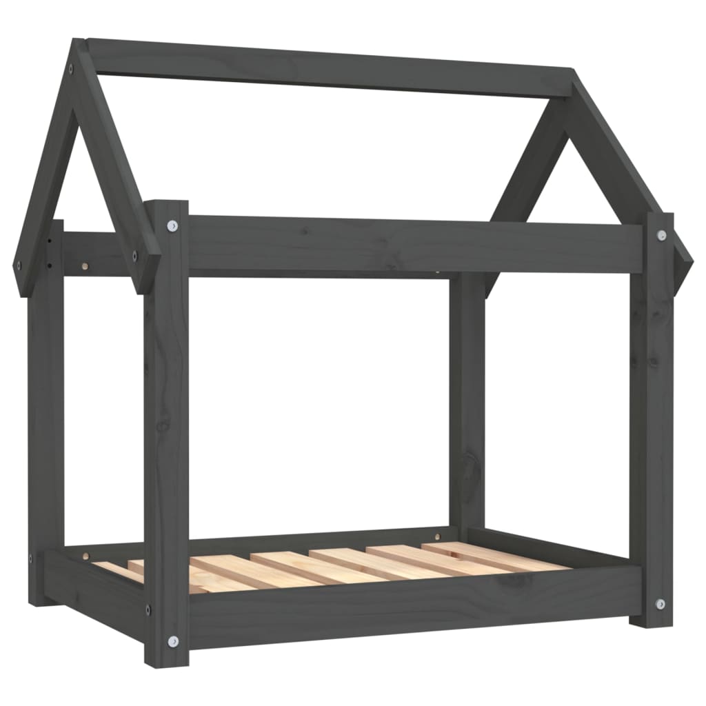 Dog bed, gray, 71x55x70 cm, solid pine wood