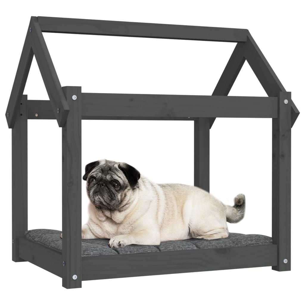 Dog bed, gray, 71x55x70 cm, solid pine wood