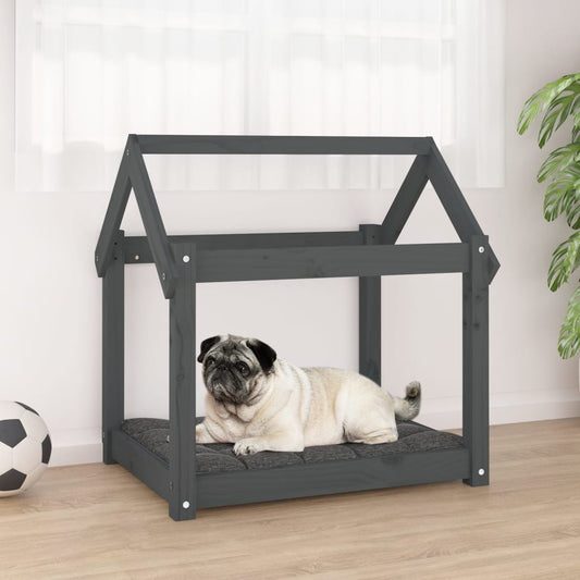 Dog bed, gray, 71x55x70 cm, solid pine wood
