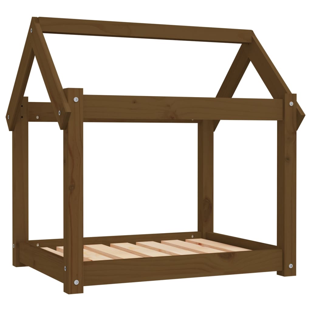 Dog bed, honey brown, 71x55x70 cm, solid pine wood