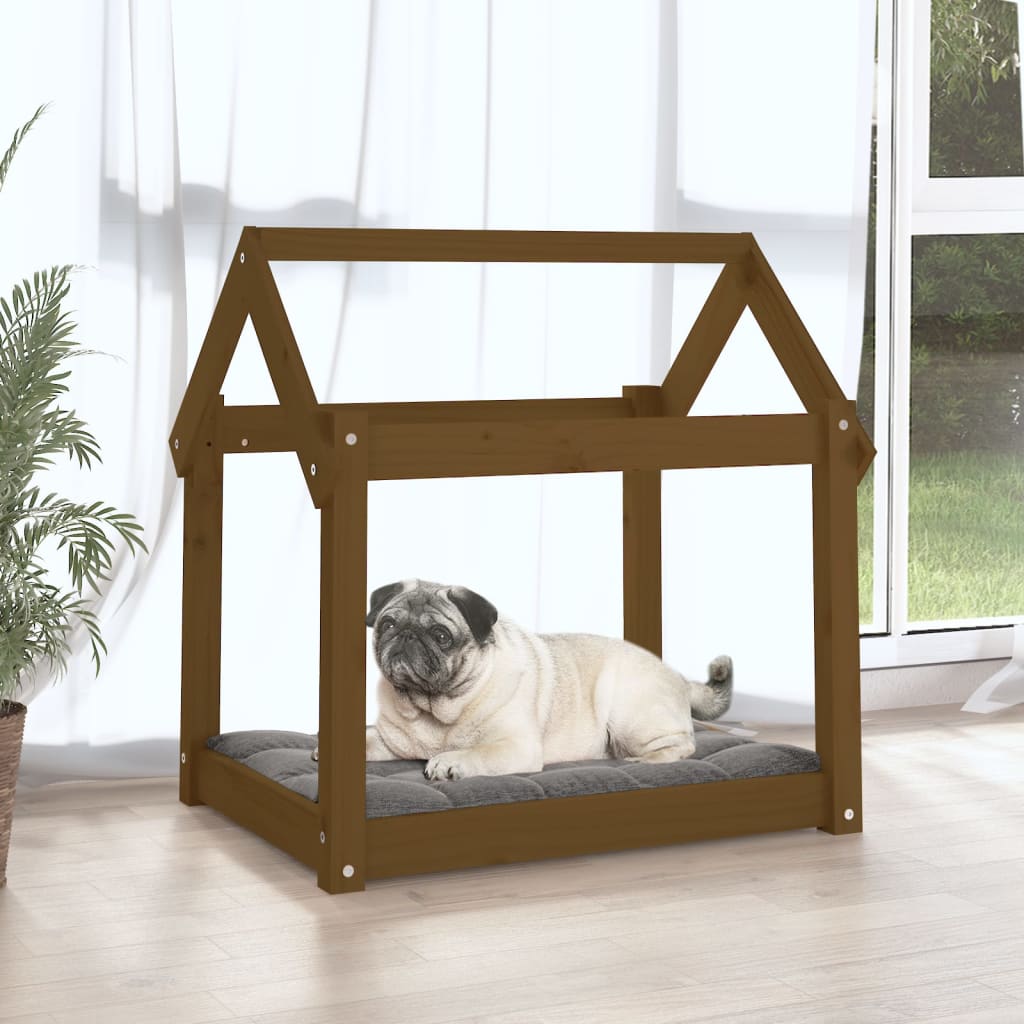 Dog bed, honey brown, 71x55x70 cm, solid pine wood