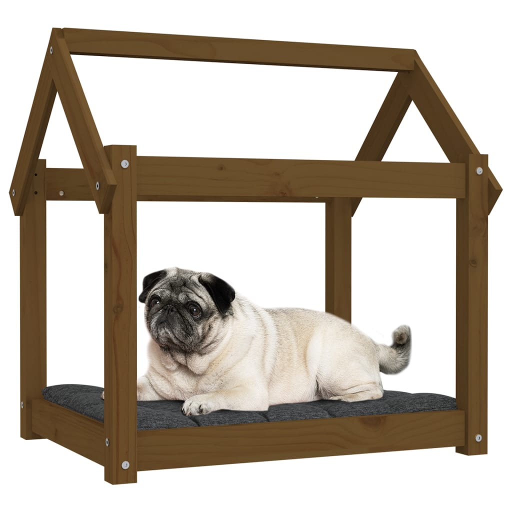 Dog bed, honey brown, 71x55x70 cm, solid pine wood