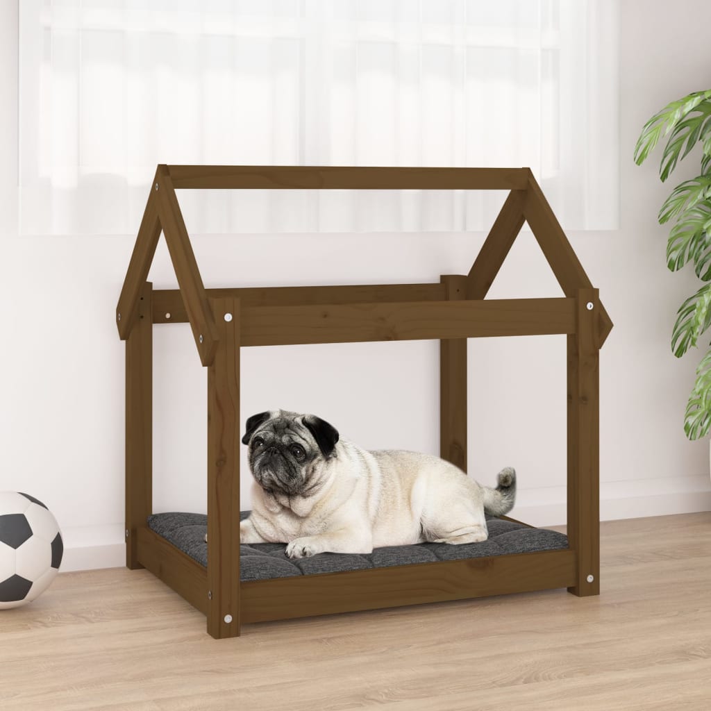 Dog bed, honey brown, 71x55x70 cm, solid pine wood