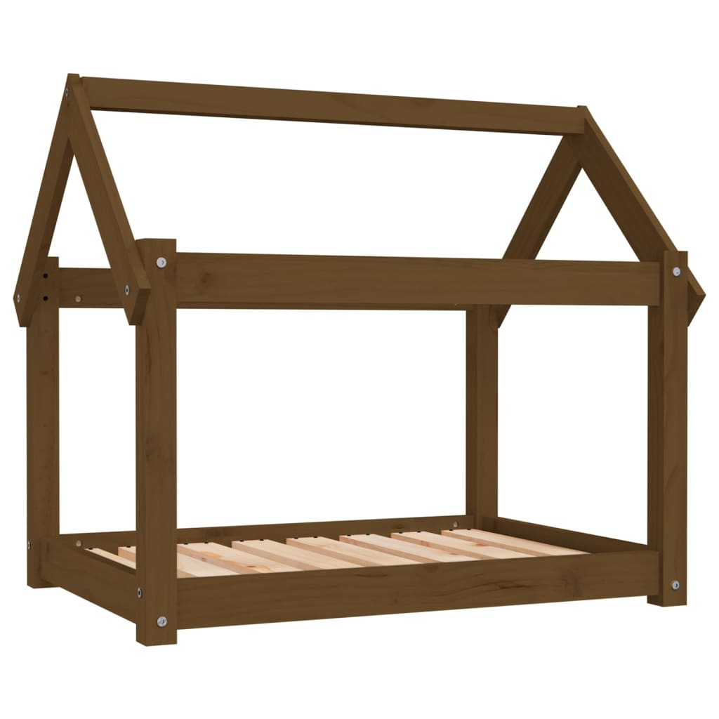 Dog bed, honey brown, 81x60x70 cm, solid pine wood