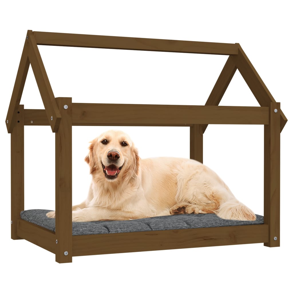 Dog bed, honey brown, 81x60x70 cm, solid pine wood