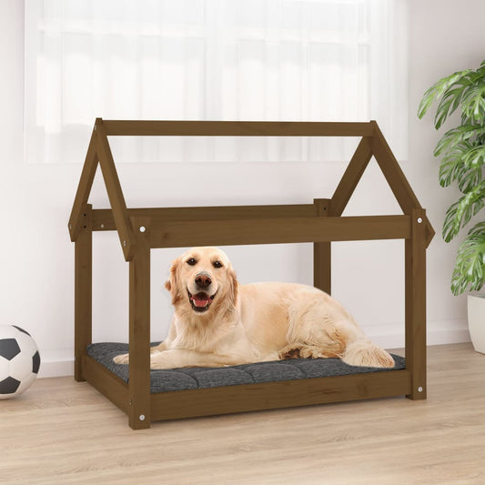 Dog bed, honey brown, 81x60x70 cm, solid pine wood