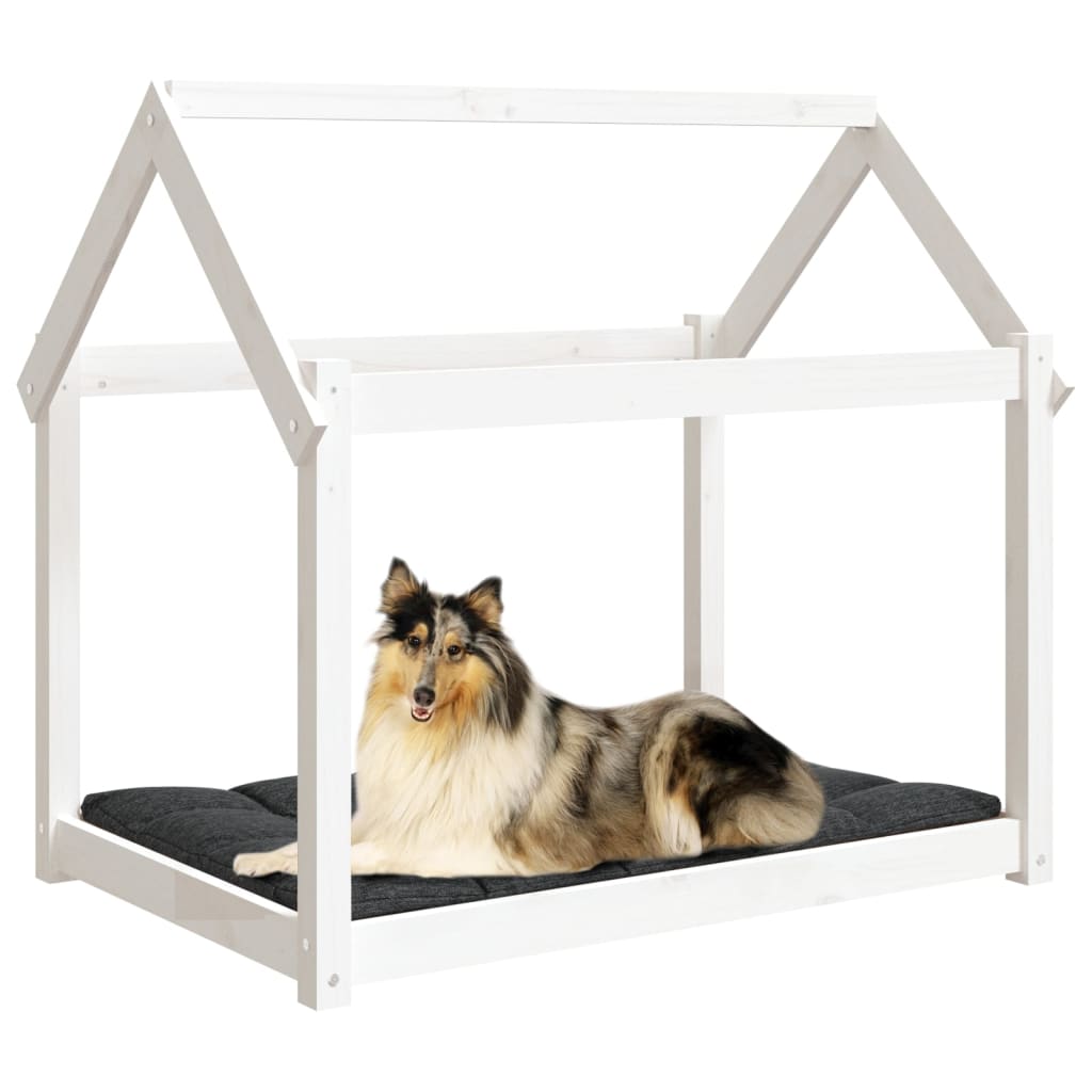 Dog bed, white, 101 x 70 x 90 cm, solid pine wood