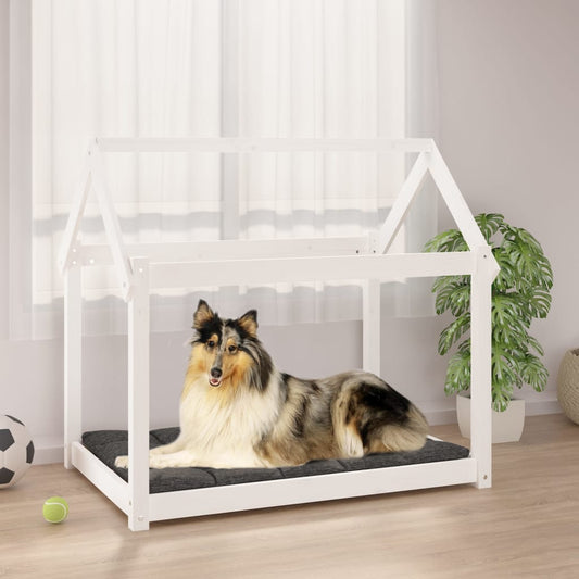 Dog bed, white, 101 x 70 x 90 cm, solid pine wood