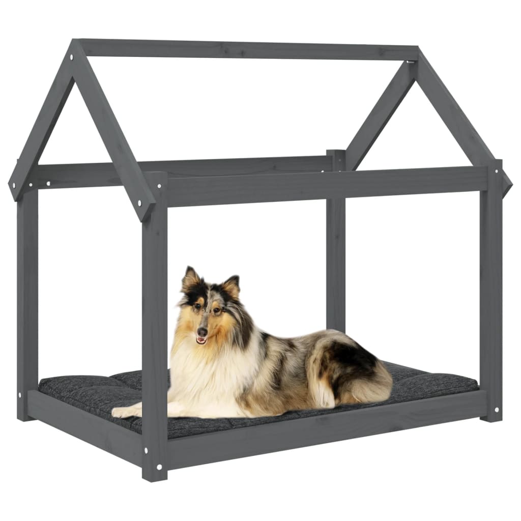 Dog bed, grey, 101 x 70 x 90 cm, solid pine wood