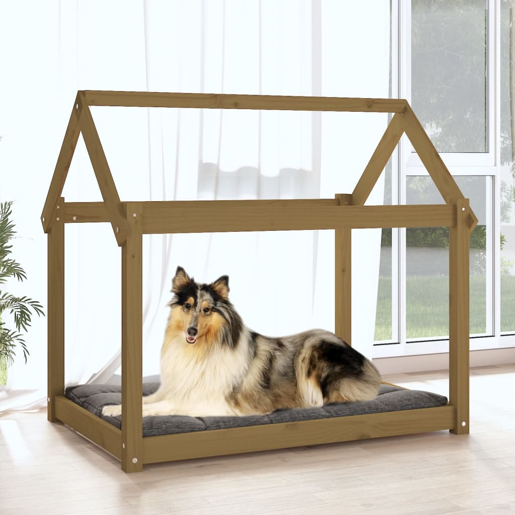 Dog bed, honey brown, 101 x 70 x 90cm, solid pine wood
