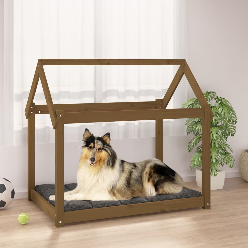 Dog bed, honey brown, 101 x 70 x 90cm, solid pine wood