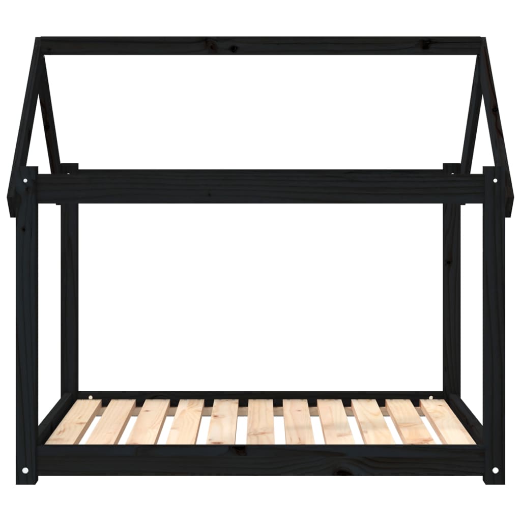 Dog bed, black, 101x70x90 cm, solid pine wood