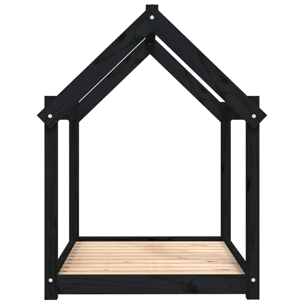 Dog bed, black, 101x70x90 cm, solid pine wood