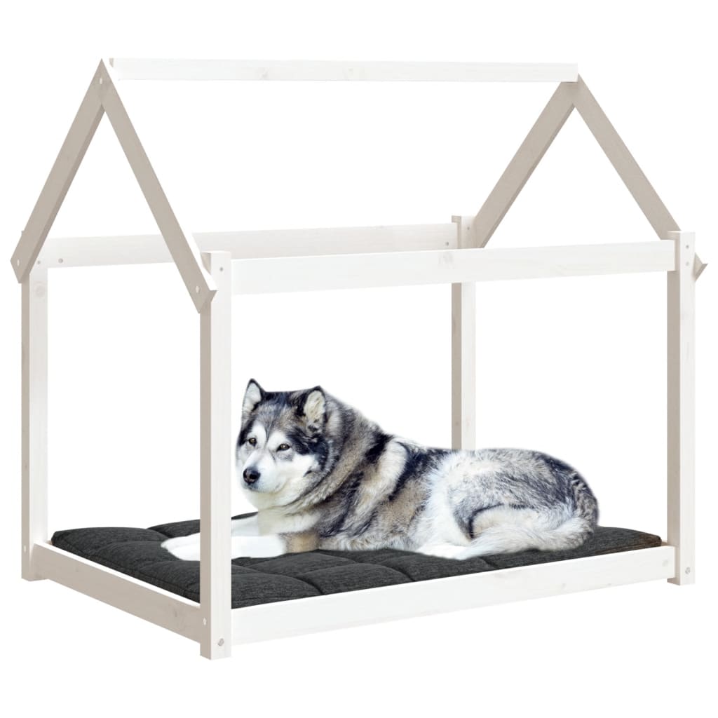 Dog bed, white, 111x80x100 cm, solid pine wood