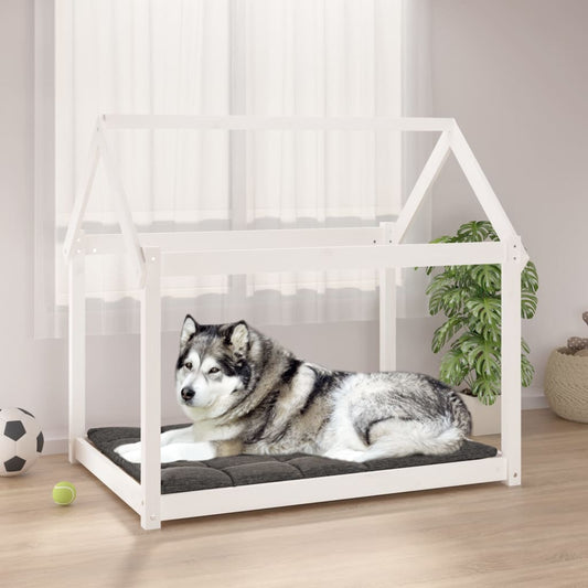 Dog bed, white, 111x80x100 cm, solid pine wood
