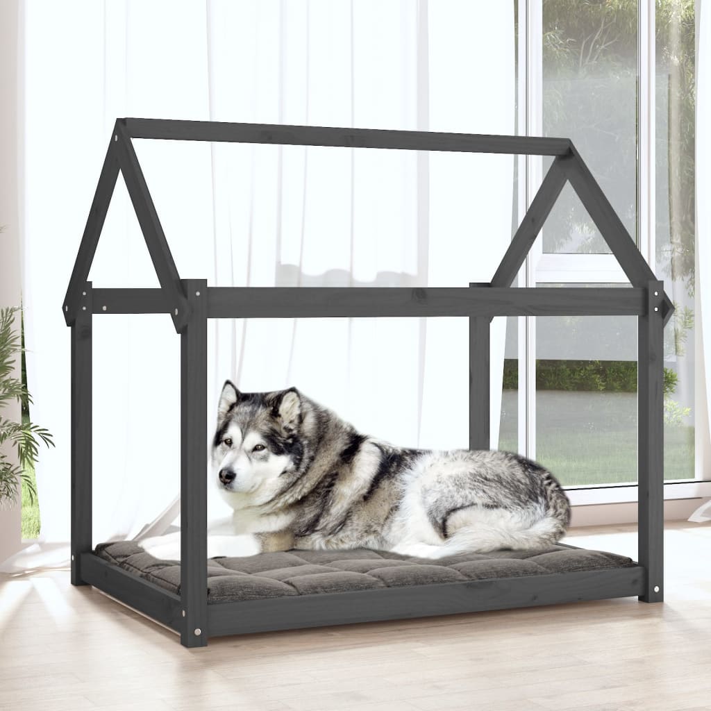 Dog bed, gray, 111x80x100 cm, solid pine wood