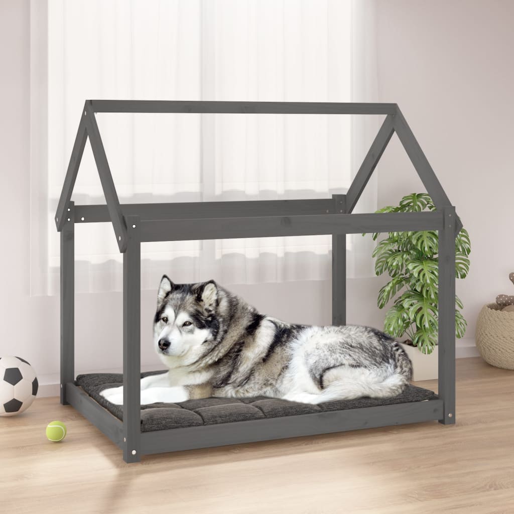 Dog bed, gray, 111x80x100 cm, solid pine wood