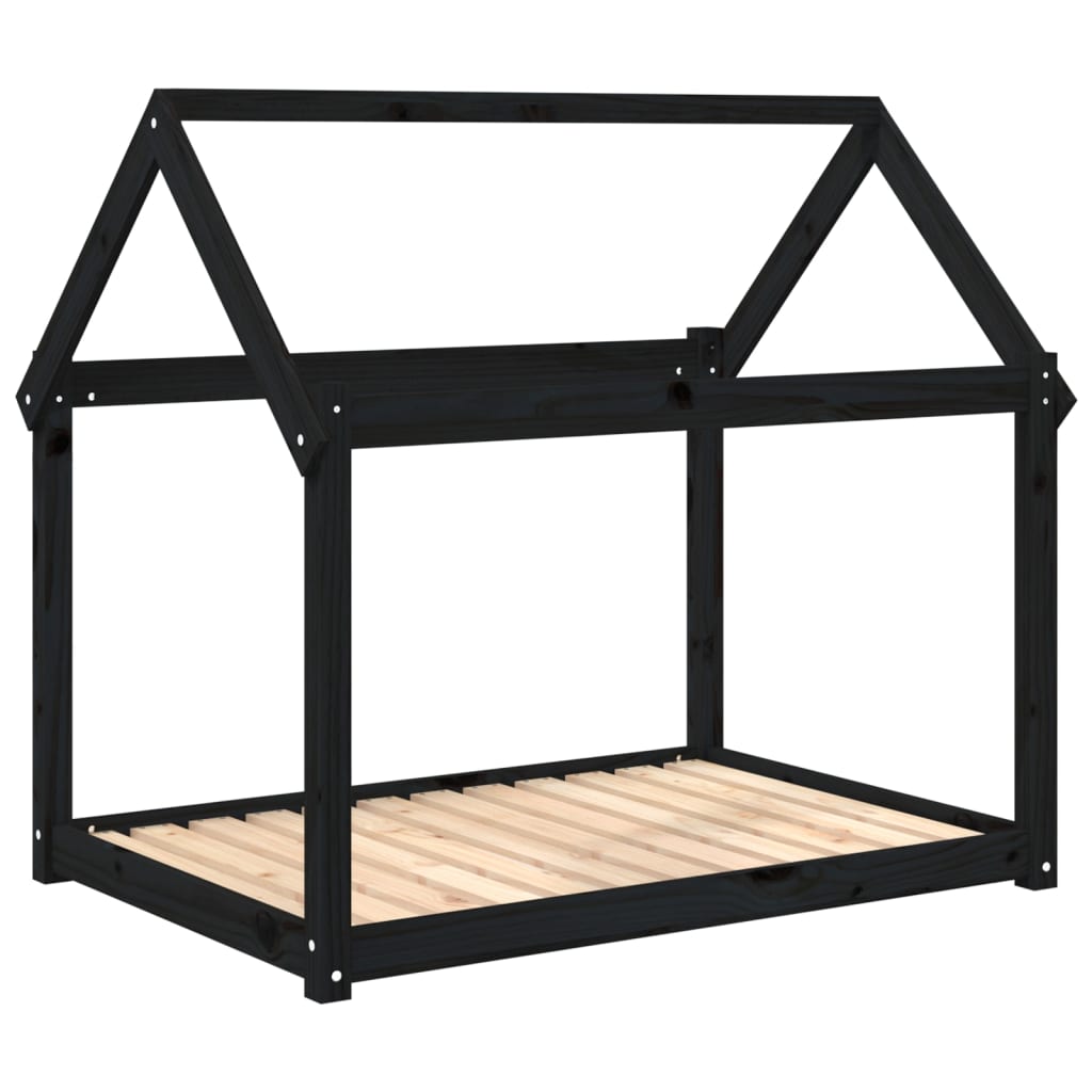 Dog bed, black, 111x80x100 cm, solid pine wood