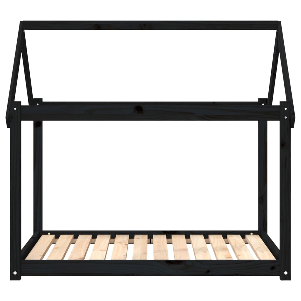 Dog bed, black, 111x80x100 cm, solid pine wood