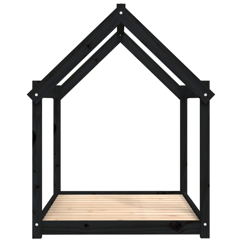 Dog bed, black, 111x80x100 cm, solid pine wood