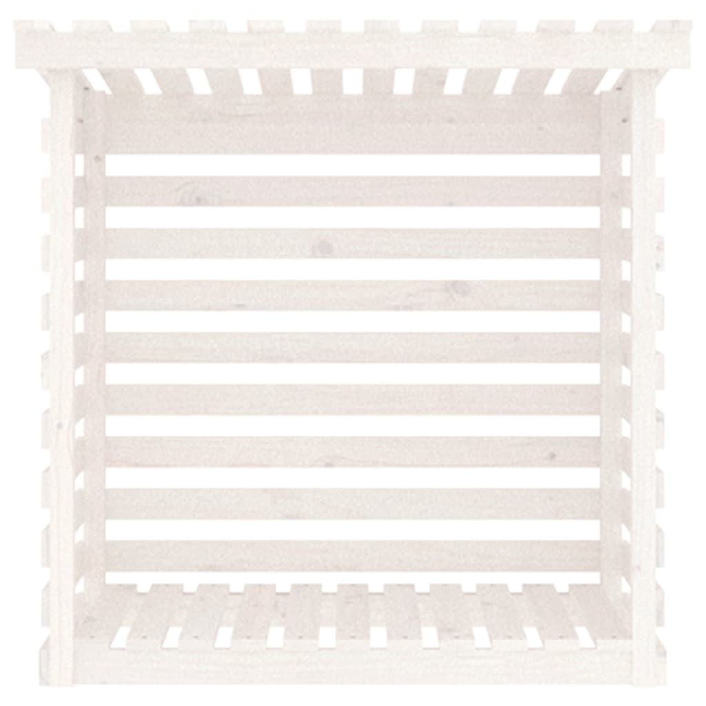 Rastel pentru lemne de foc, alb, 108x73x108 cm, lemn masiv pin