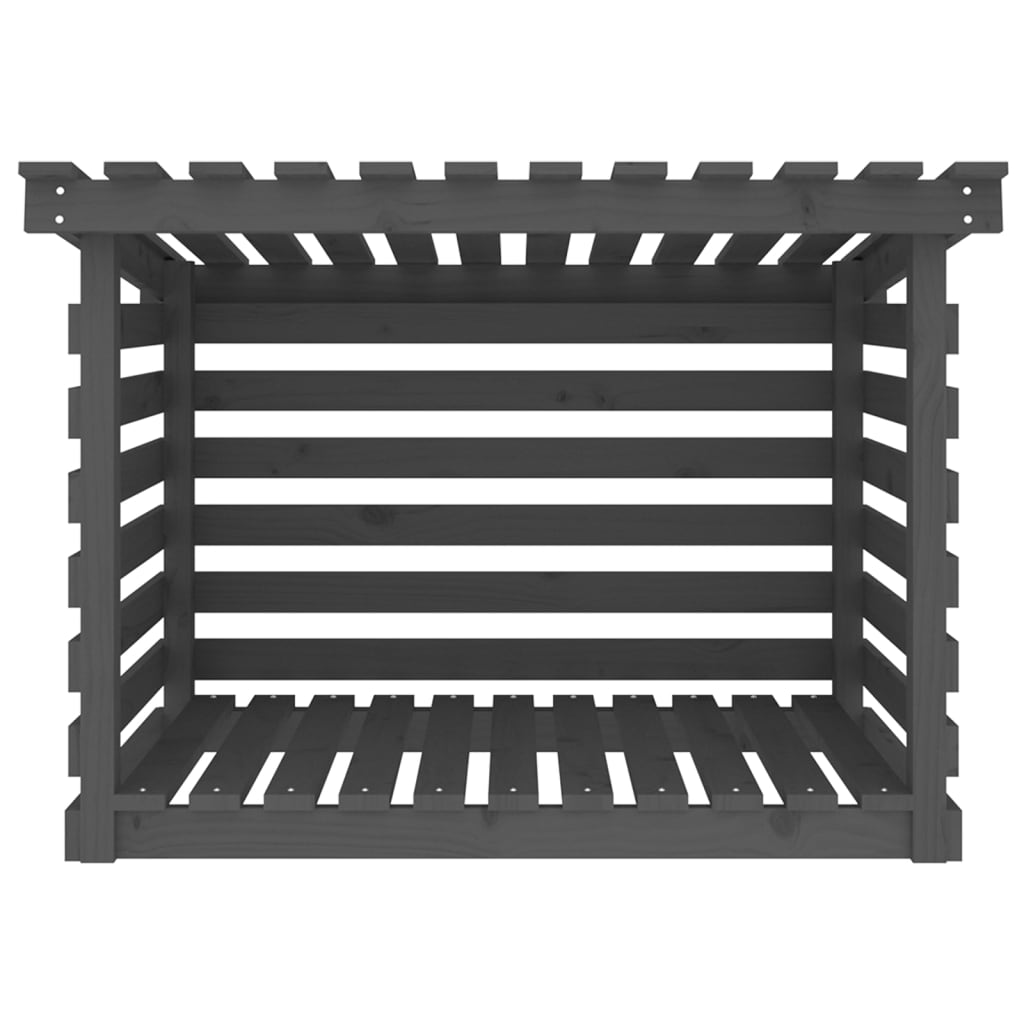 Rastel pentru lemne de foc, gri, 108x73x79 cm, lemn masiv pin